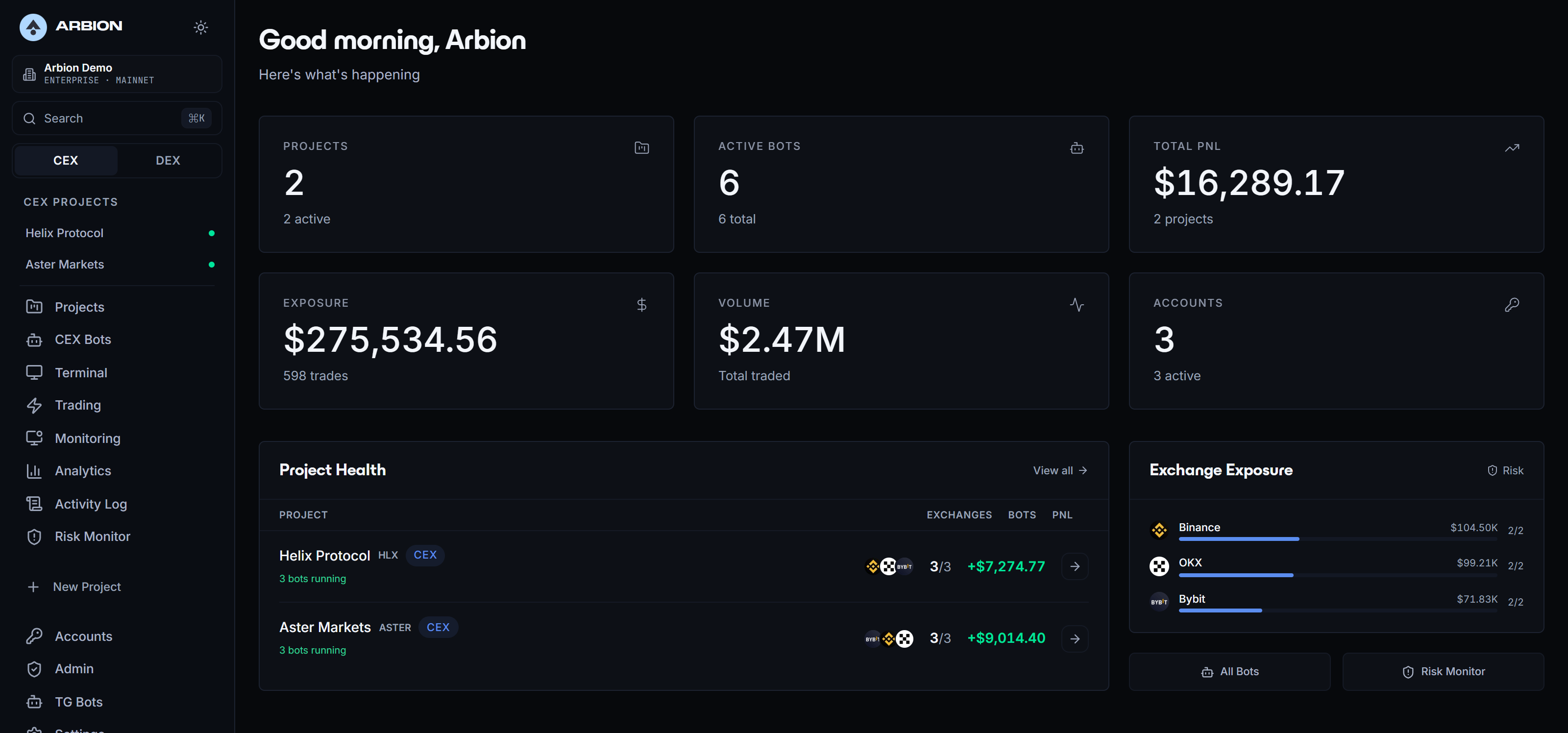 Arbion desk dashboard